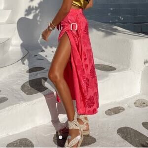 Nazliceren Vibrant Hot Pink Maia Wrap Maxi Length Skirt Fuchsia Size Medium NWT